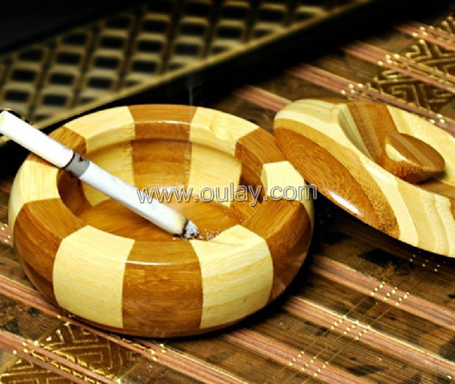 Bamboo  wood ashtray
