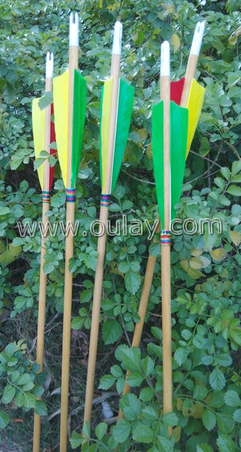 bamboo wooden arrows with 4 inch barred fletchings