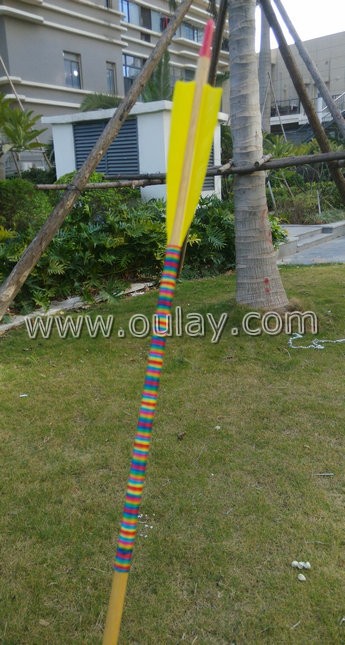 bamboo wooden arrows twined colorful strings