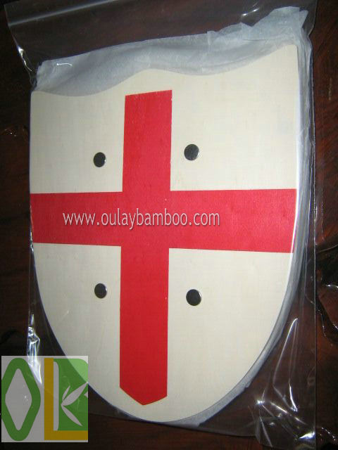 Handmade Custom red cross kid toy wooden shield